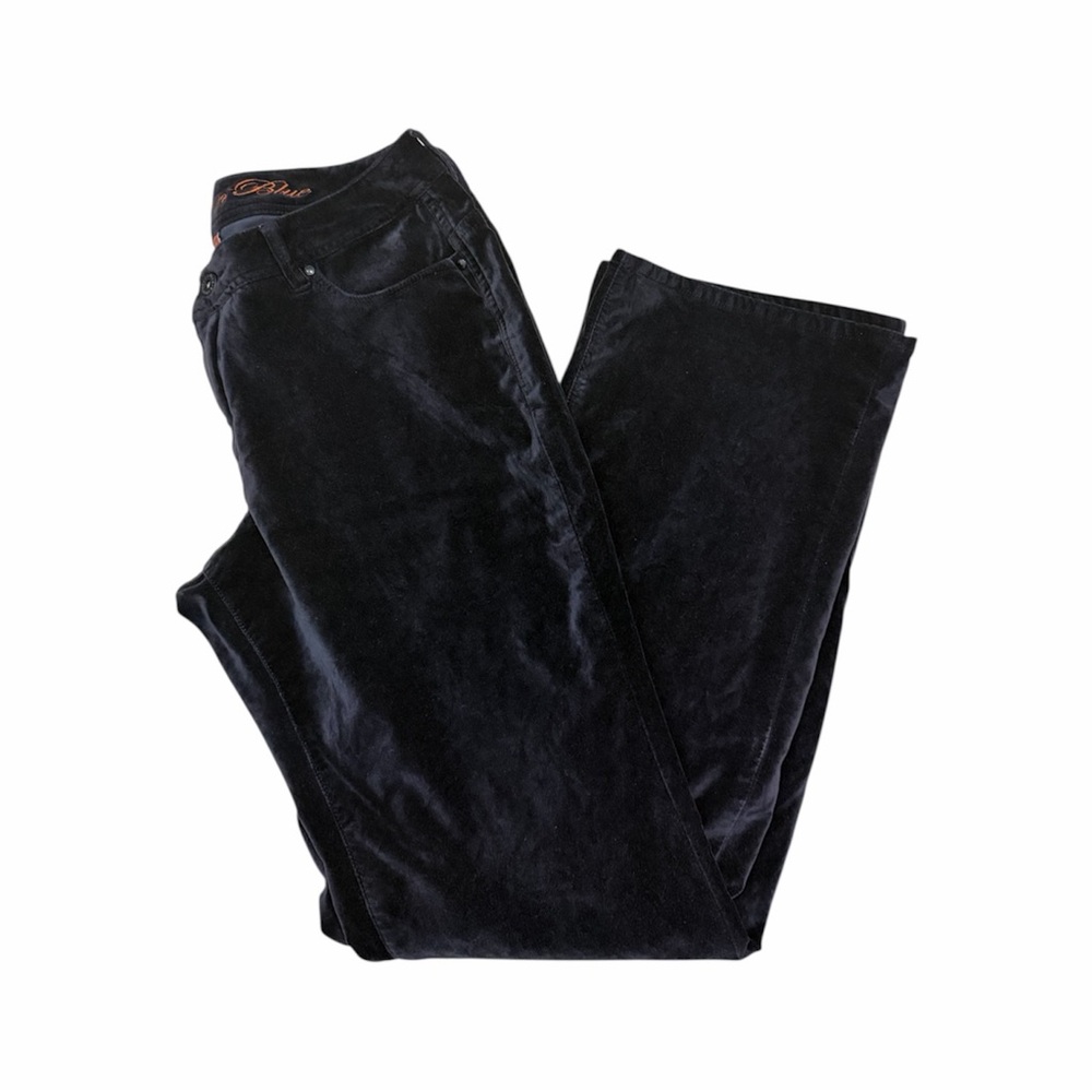 Vintage Christopher Blue Velvet Pants Womens 12 Cotton Wide Leg Soft Rich Retro